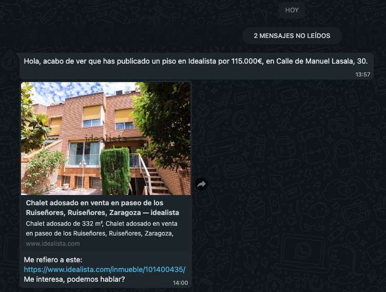Demostración de mensaje